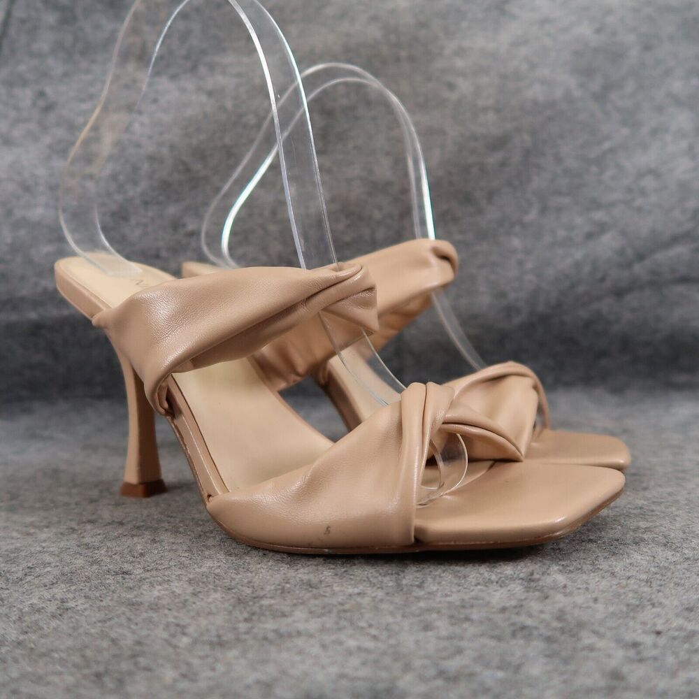 Nine West Shoes Womens 8 Sandal Mule Pumps Double Twist Straps Square Toe Brown